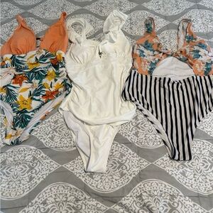 Cupshe White and Floral Women's Swimsuit Collection